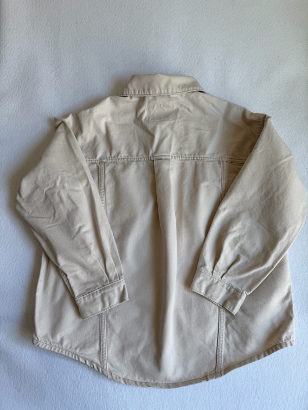 Levi’s Oversized Cream Denim Jacket Small Ivory Trucker Shacket Cotton Jean Coat - Picture 16 of 16